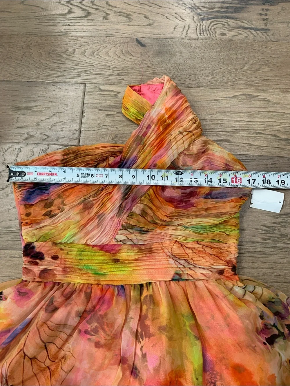 NWT Charlotte Russe One-Shoulder Multicolor Watercolor Print Dress Size 10 - Picture 7 of 10